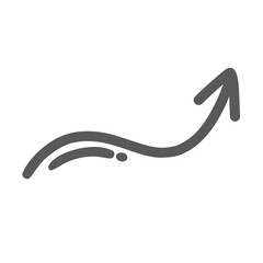 Curved upward arrow line icon. Outline hand drawn vintage element of right turn indicator, scribble pointer of wave shape. Direction, movement up, simple doodle arrow icon vector illustration