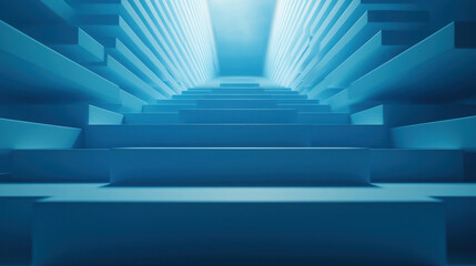 Obraz premium Surreal Maze of Floating Staircases and Platforms in a Vast Blue Environment