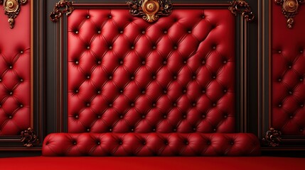 Naklejka premium Luxurious red fabric texture with elegant ornamentation for background design