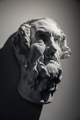 Classical Marble gypsum Bust with Dramatic Shadows