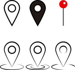 Ícones de Localização Modernos e Minimalistas – Conjunto Vetorial Versátil para Mapas e Navegação, Modern and Minimalist Location Icons – Versatile Vector Set for Maps and Navigation