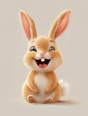 Obraz premium cute animal pet rabbit or bunny brown color smiling and laughing isolated with copy space for easter background, rabbit, animal, pet, cute, fur, ear, mammal, background, celebration, generate by AI