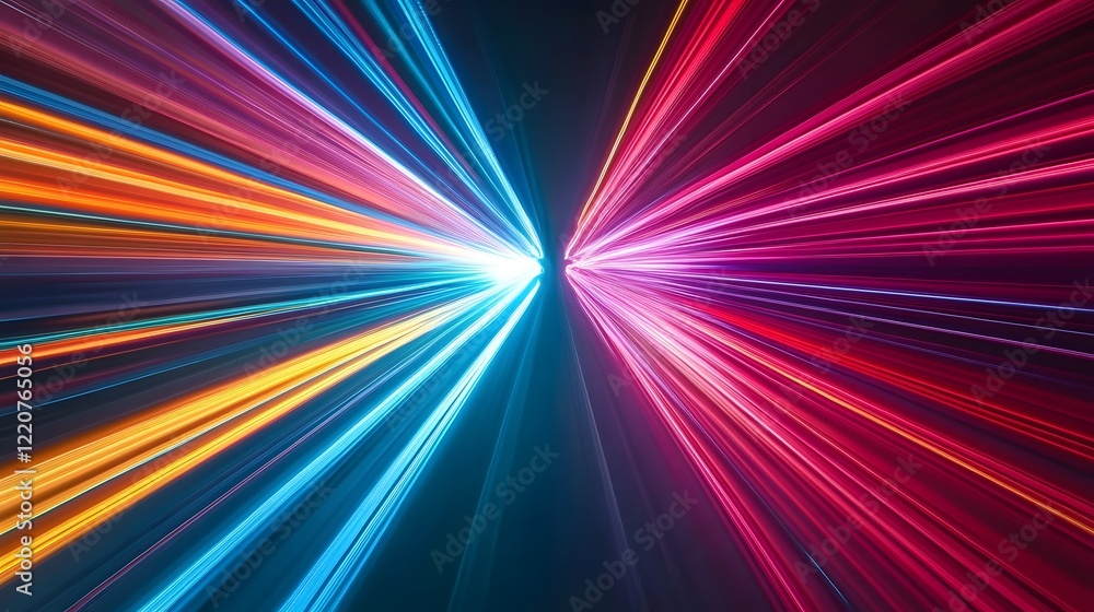 Poster vibrant vortex of colorful light trails representing dynamic energy and motion
