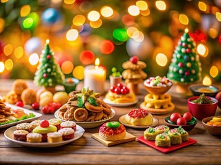 Fototapeta premium Hilarious Christmas Movie Food Scene Tilt-Shift Photography: Festive Holiday Cheer