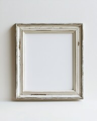 Rustic vintage wooden frame on neutral wall - minimalist decorative design