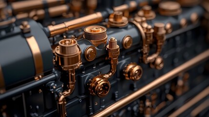 Fototapeta premium Intricate Vintage Steam Engine with Detailed Mechanical Parts in 3D