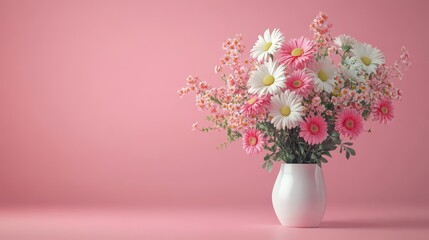 Fototapeta premium Elegant bouquet of pink and white flowers for mother's day or women's day celebrations