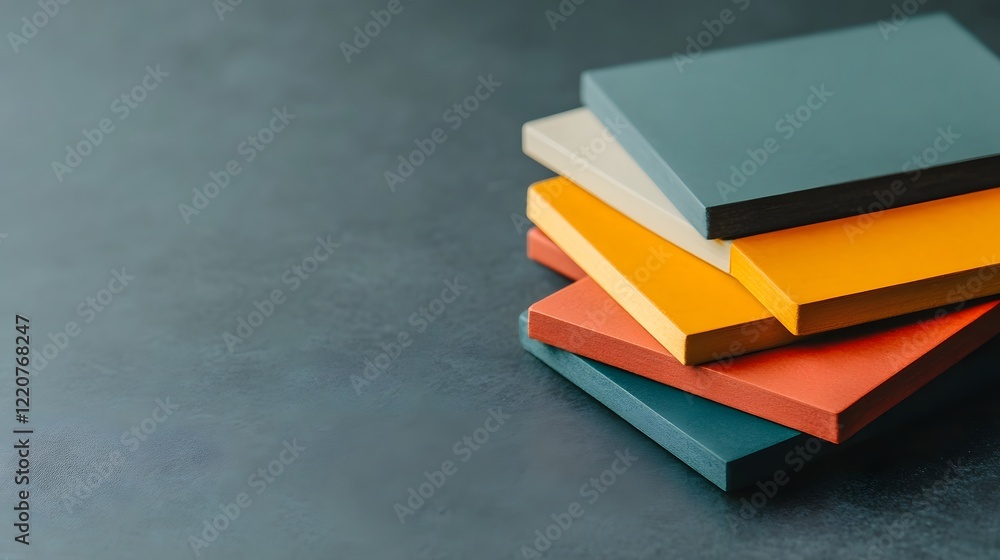 Aufkleber colorful business card stack on clean table for branding and networking