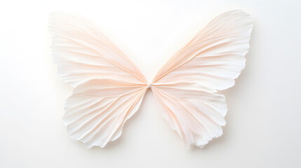 Elegant abstract butterfly artwork crafted from delicate folded fabric or paper with soft pastel hues on a white background, perfect for decor, fashion, or design inspiration. Selective focus