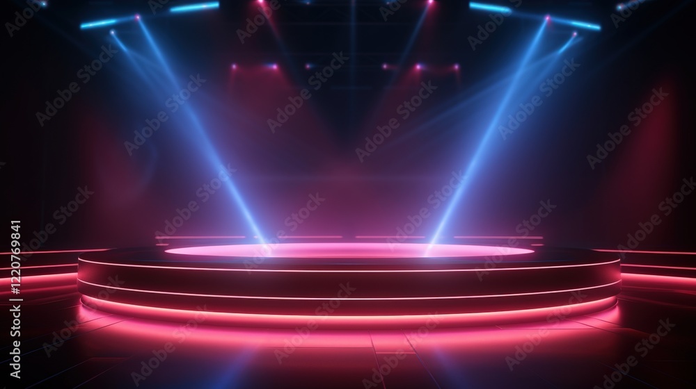 Aufkleber empty concert stage with illuminated lights creating vibrant atmosphere and focal point ready for a 