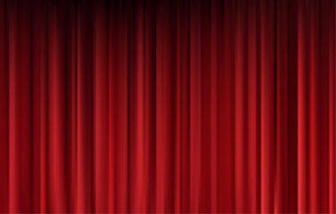 Red Theater Curtain In Grand Stage Setting Background