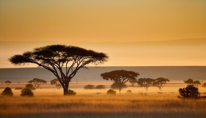 Obraz premium Peaceful Savannah Landscape Background