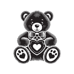 Romantic teddy bear for Valentine’s Day, filled with love - Teddy Bear silhouette - Teddy Bear vector - Teddy Bear illustration - valentine silhouette - love silhouette
