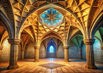 Obraz premium Innovative Ashlar Vault Design: 3D Model of Interlocking Stone Architecture