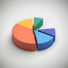 Obraz premium Colorful 3D Pie Chart Illustrates Data Distribution