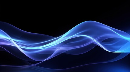 Abstract Blue Waves in Motion with White Highlights on a Dark Background for Modern Design and Artistic Projects