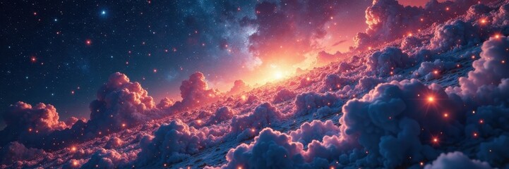 Naklejka premium Vast, star-dusted expanse, shimmering with ethereal light , night, shine