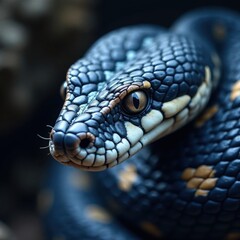 Obraz premium Intricate detail of blue viper's facial features, head, wild, reptile