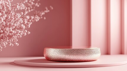 Valentine's day celebration podium with heart-themed floral decor for creative design