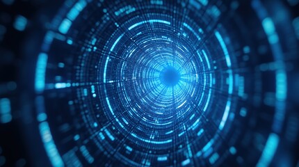 Fototapeta premium Luminous abstract circular tunnel. Futuristic technological style.