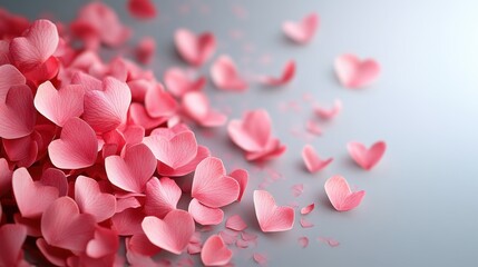 Romantic valentine background with pink heart-shaped petals for love-themed design