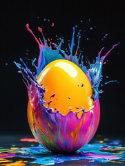 Easter egg colorful explosion. Easter egg paint splash