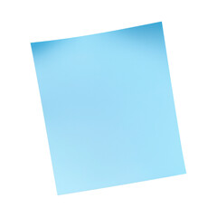 Blank light blue post it note in a white or transparent background, colorful sticky note png image