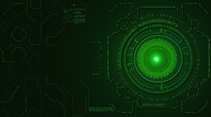 Fototapeta premium Abstract green futuristic digital technology background.