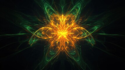 Abstract Green and Orange Flower