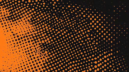 Black and orange vector halftone background with a grainy dots texture, vector illustration, flat design style, retro comic book style, halftones, vector art, vector graphic style, 