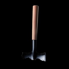 A black and wooden tool with a handle. transparent background