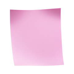 Sticky note in vibrant pink color isolated against a white or transparent background, sticky post it note png image
