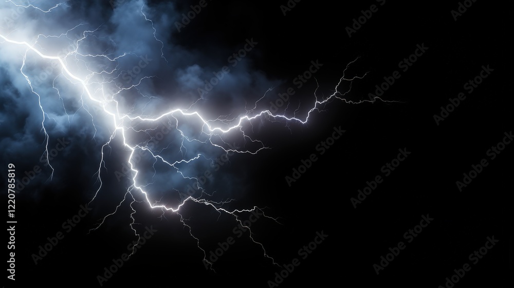 Aufkleber dynamic lightning bolt displaying natural power and energy with dark cloudy background for transpare