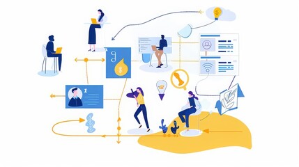 Business manager organizing a series of milestones on a visual map to monitor team progress. 