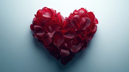 Red ribbon heart shape on white background for romantic design and graphic projects