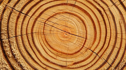 Fototapeta premium A close-up of a weathered log showing its detailed bark texture and rings. 