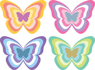 Fototapeta premium Colorful Vector Butterfly Illustrations – Decorative Design Elements for Spring, Summer, Scrapbooking, and Graphic Projects