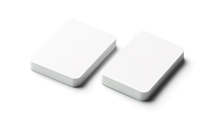 Two blank business cards isolated on a white background, a mockup template.