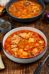 Traditional Ukrainian cuisine, soup or borscht.