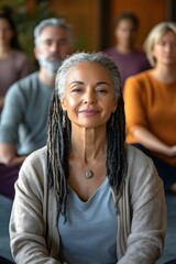 Fototapeta premium Diverse Group Practicing Yoga Together for Wellness and Mental Health