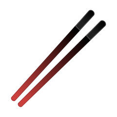 Chopsticks Clipart Illustration | Gradient Black to Red Design Isolated on White Background
