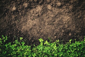 Brown, dirt-covered ground with a texture of moss and grass. Top view. Stock photo, vintage color tone, high-resolution photography. --ar 3:2 --v 6.1 Job ID: 20f32b28-9cb4-40bc-860b-a573b685fe54