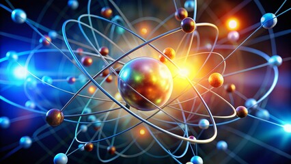 Obraz premium Low Light Atomic Model: Quantized Electron Energy Levels