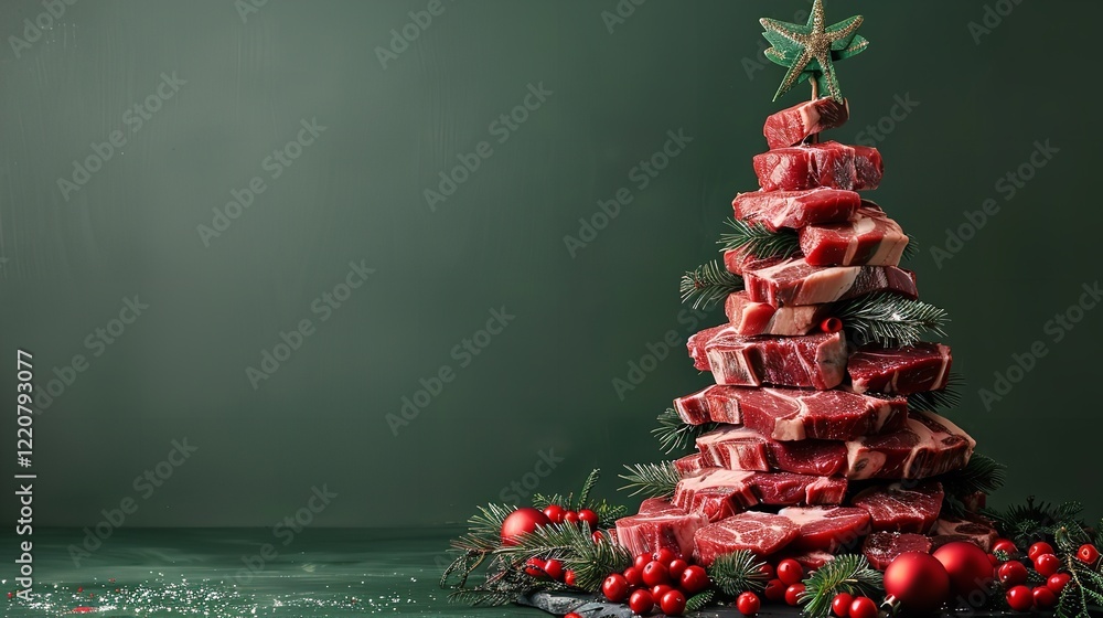 Poster an up-close view golden christmas balls and pine leaves and a white candle light in the shape of a c