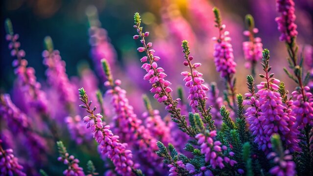 Low Light Heather Blooms: Calluna vulgaris 'Zora' in Twilight