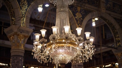 Elegant Crystal Chandelier in a Mosque