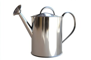 Polished stainless steel watering can with a long spout and ergonomic handle for effective plant care and gardening tasks