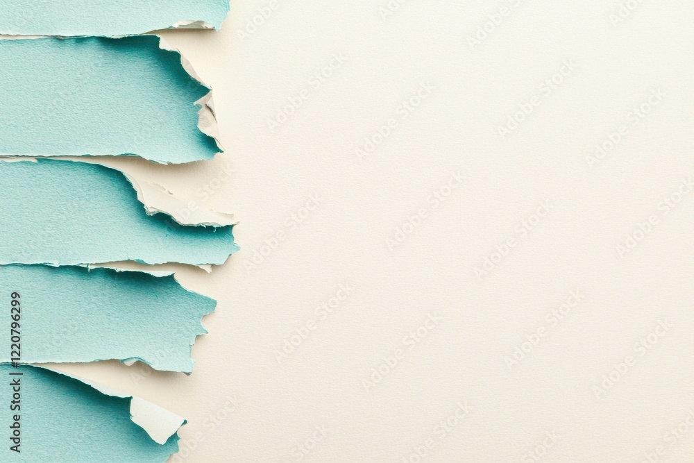 Aufkleber torn blue lines on white paper background with texture and soft edges