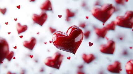 Obraz premium Valentine’s day celebration with floating red hearts for romantic designs
