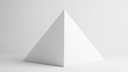 Fototapeta premium 3D render of a pyramid, white background, white paper texture, simple minimalist design